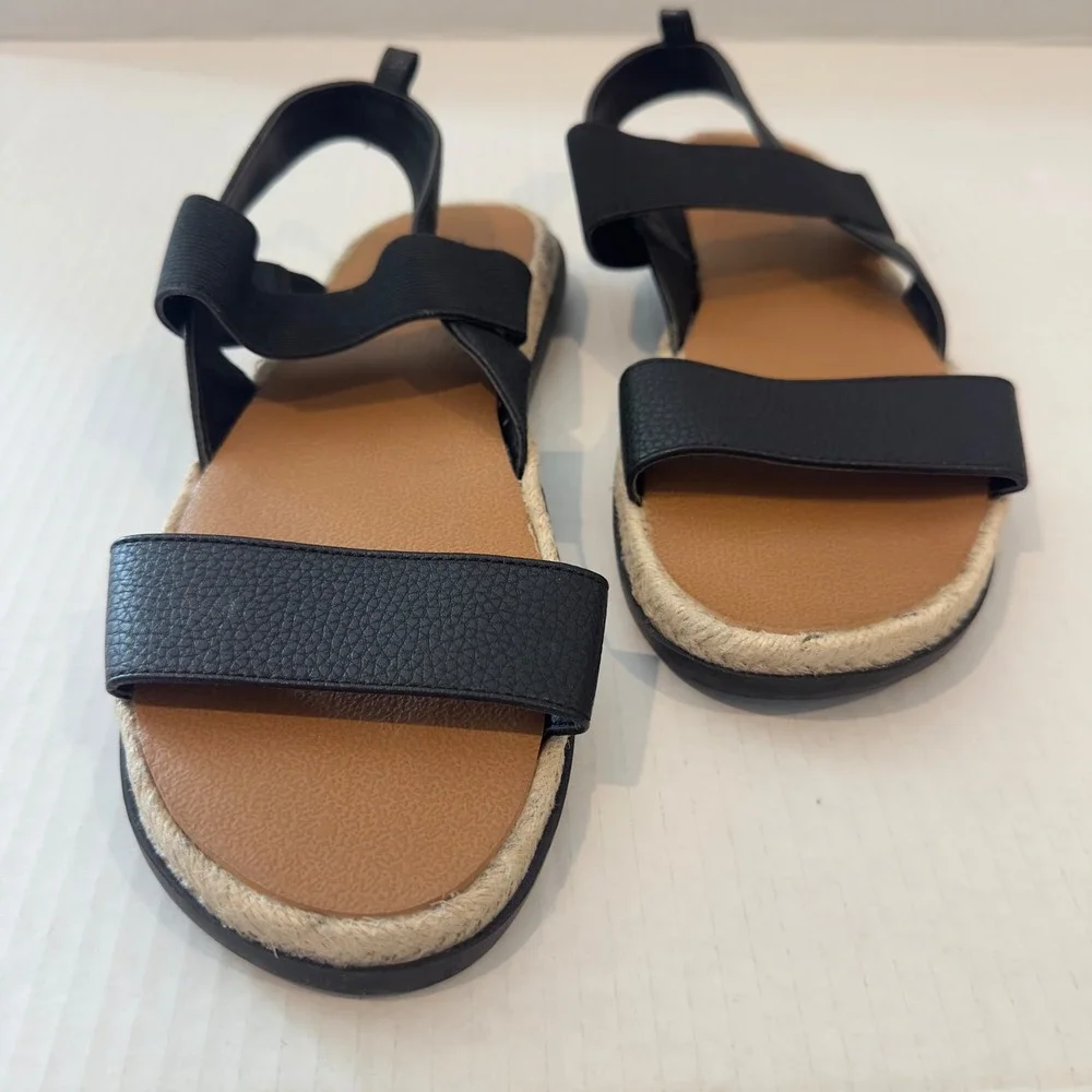 Nordstrom Rack Paulette-Fab Black Espadrille Elastic Strap Sandals Womens 7.5 M